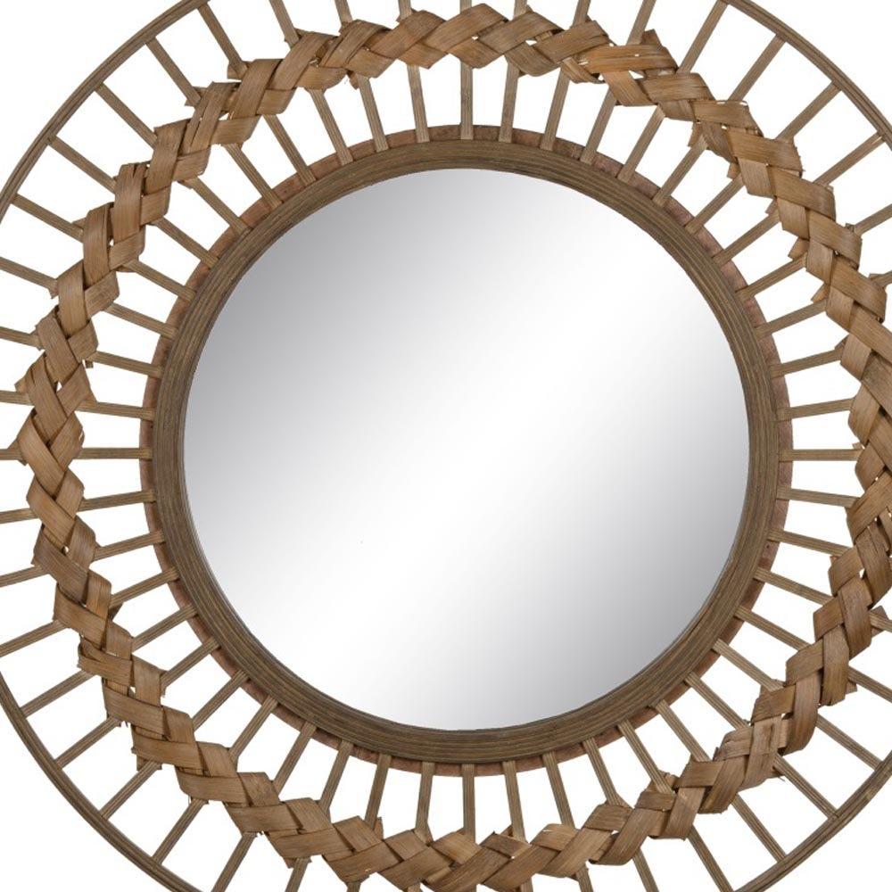 lolahome Espejo sol trenzado bambú natural de Ø 80 cm