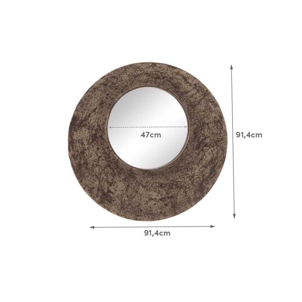 Lolahome Espejo Textura Dorado Envejecido De Aluminio De Ø 91 Cm