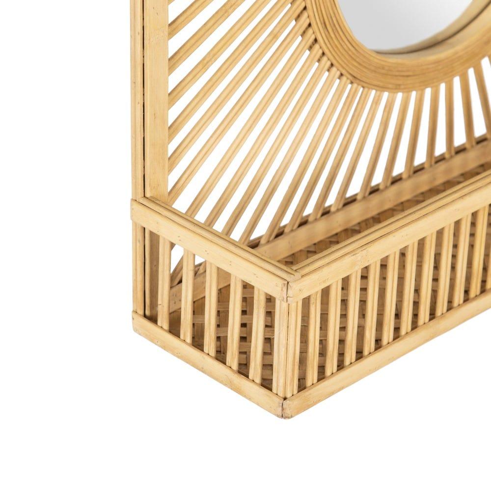 Lolahome Espejo Ventana Con Estante De Bambú Natural De 61x15x76 Cm