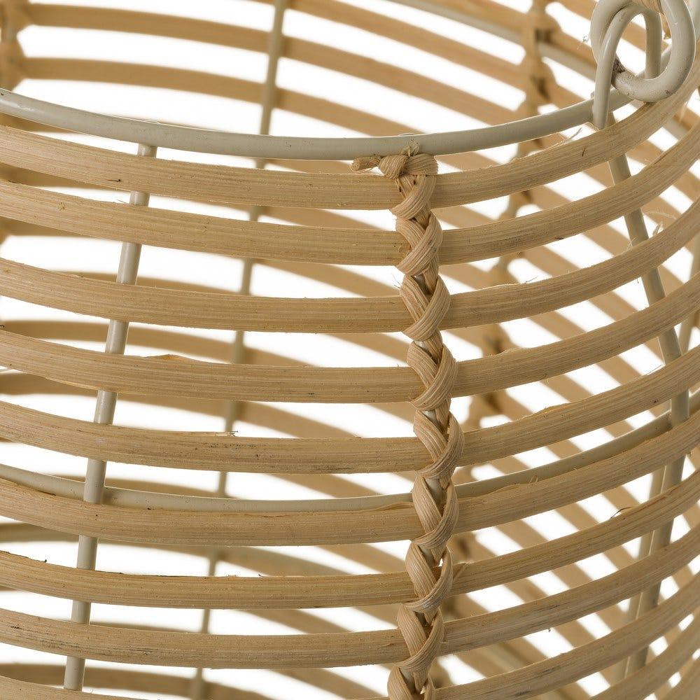 Lolahome Farol Portavelas De Ratán Natural De Ø 21x32 Cm