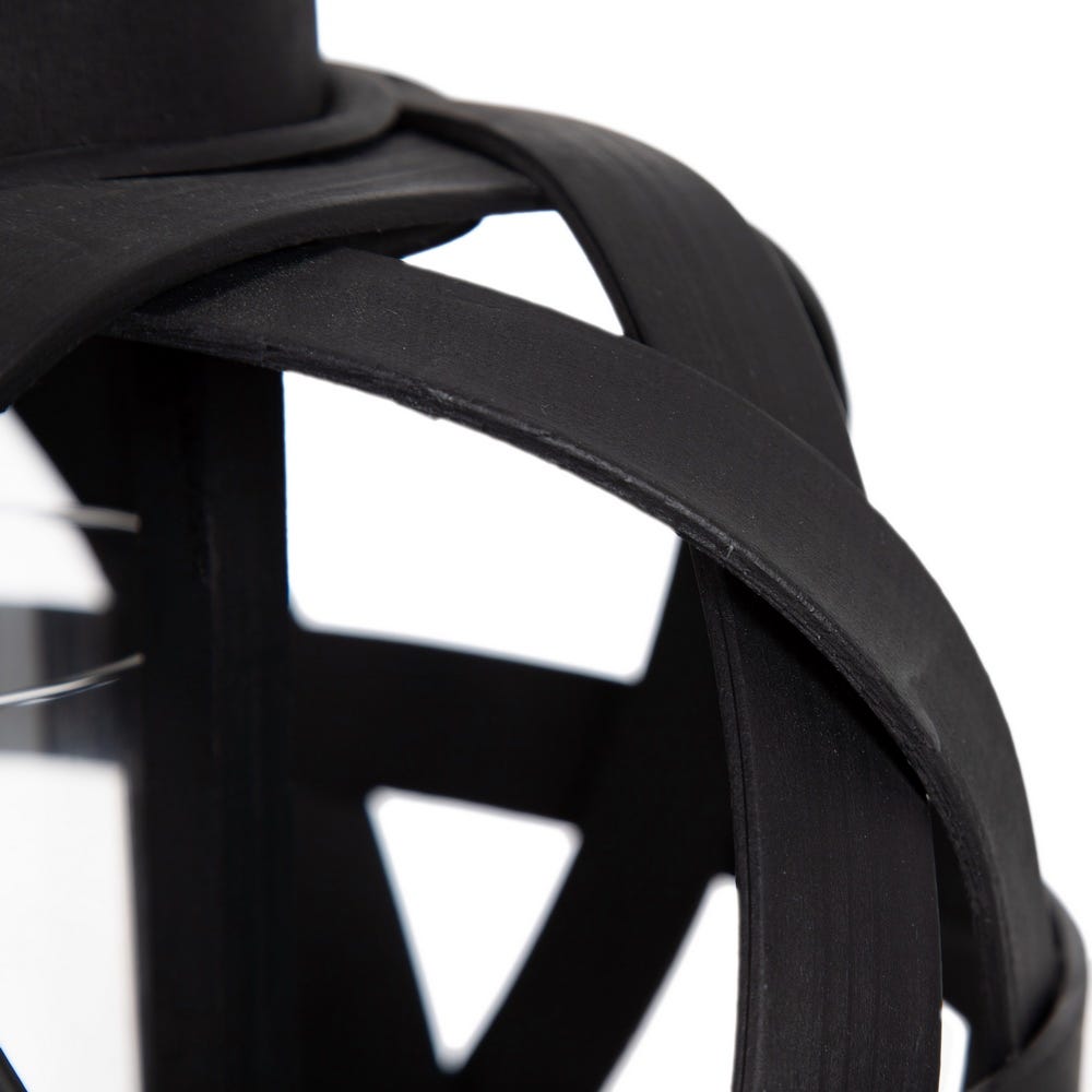 Lolahome Farol Portavelas Trenzado Negro De Bambú De Ø 30x26 Cm