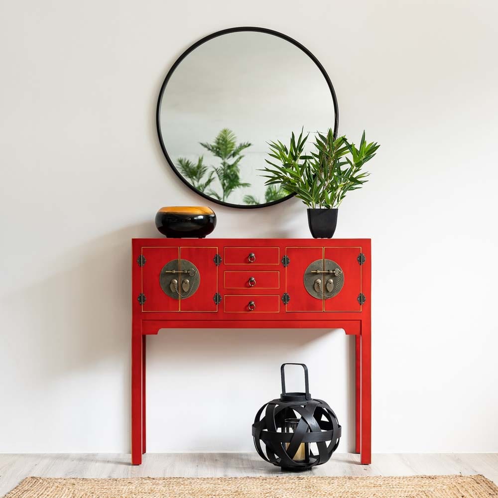 lolahome Farol portavelas trenzado negro de bambú de Ø 30x26 cm