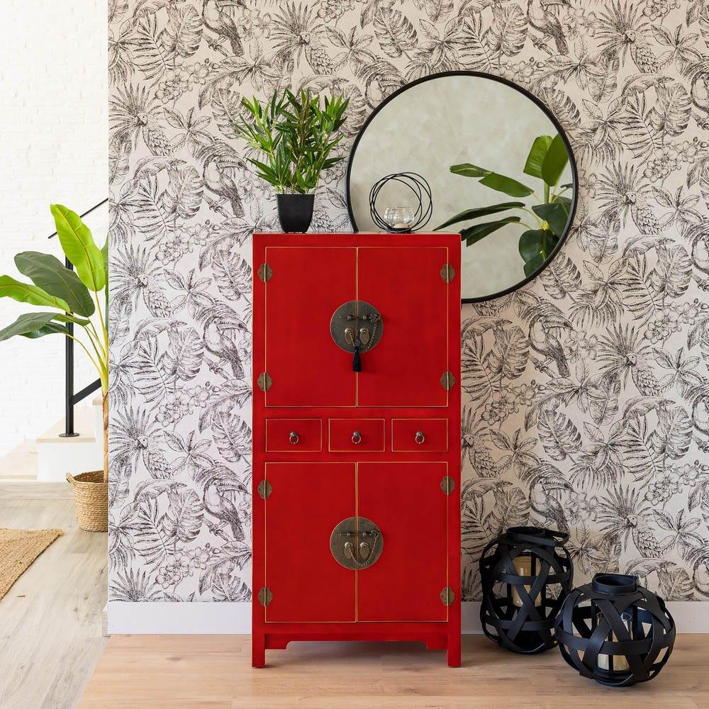 Lolahome Farol Portavelas Trenzado Negro De Bambú De Ø 35x29 Cm