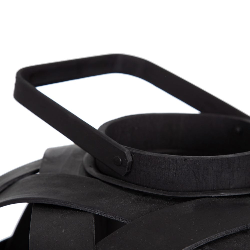 Lolahome Farol Portavelas Trenzado Negro De Bambú De Ø 35x29 Cm