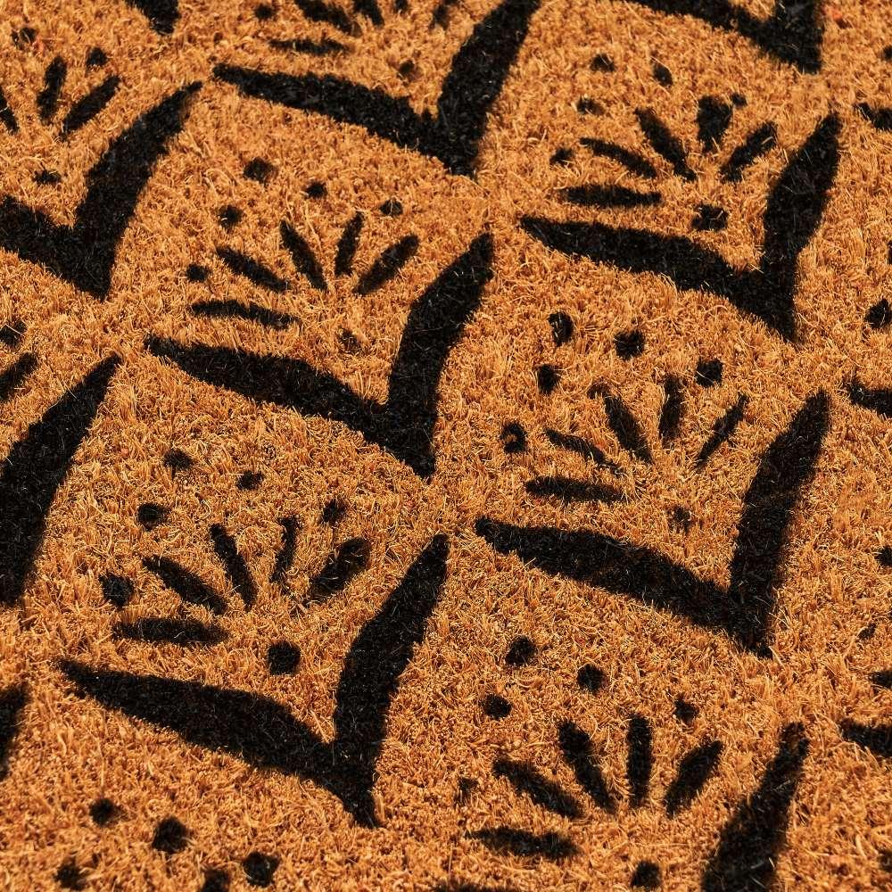 lolahome Felpudo antideslizante flores de fibra de coco natural de 60x40 cm