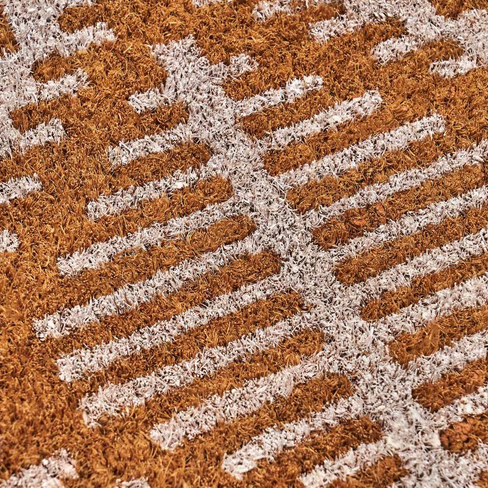 lolahome Felpudo antideslizante geométrico de fibra de coco natural de 60x40 cm