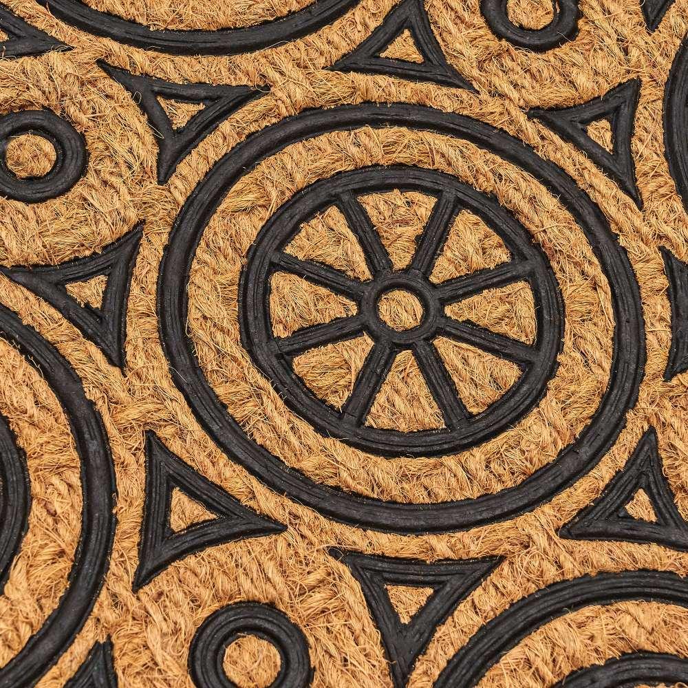 lolahome Felpudo mosaico de círculos de fibra natural de coco de 60x40 cm