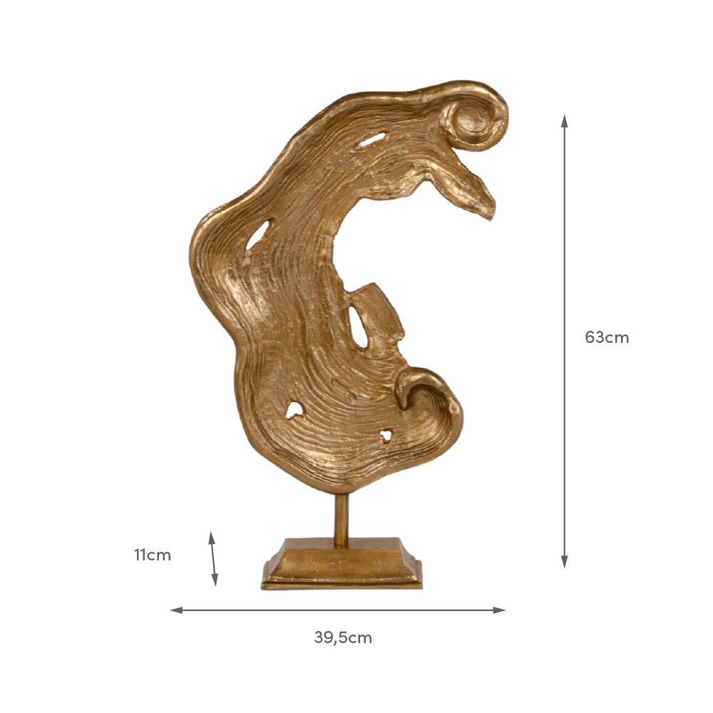 Lolahome Figura Abstracta De Aluminio Dorado De 39x63 Cm