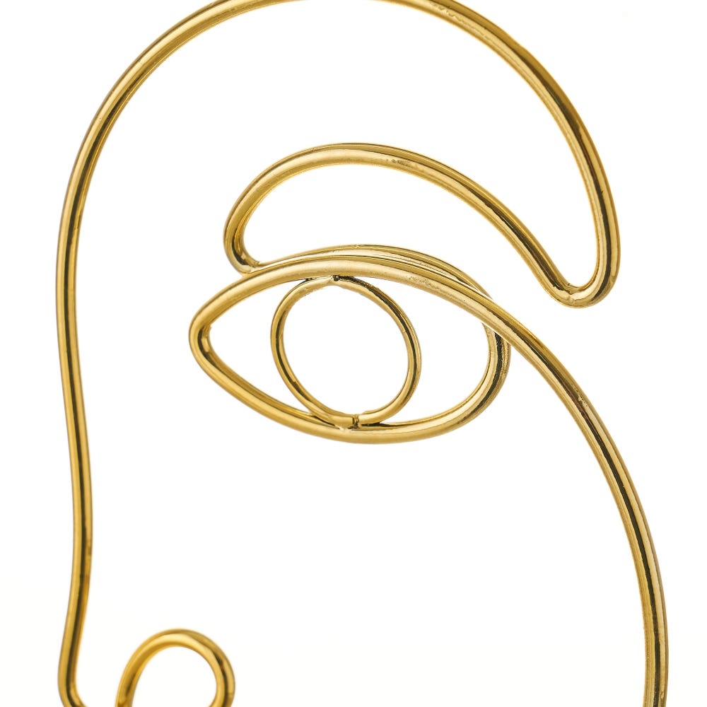 lolahome Figura de cara de metal y cerámica dorada de 12x6x33 cm