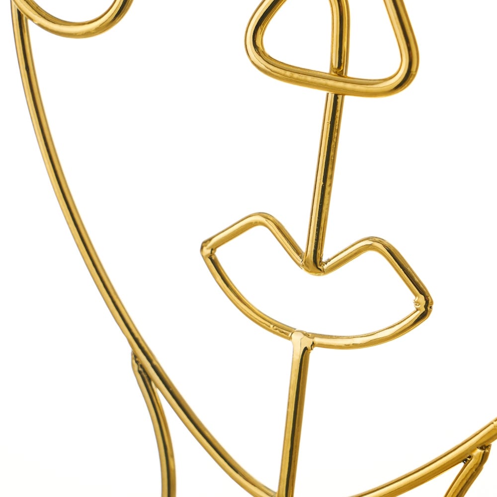 Lolahome Figura De Cara De Metal Y Cerámica Dorada De 15x6x26 Cm