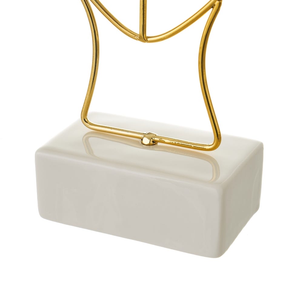 Lolahome Figura De Cara De Metal Y Cerámica Dorada De 15x6x26 Cm