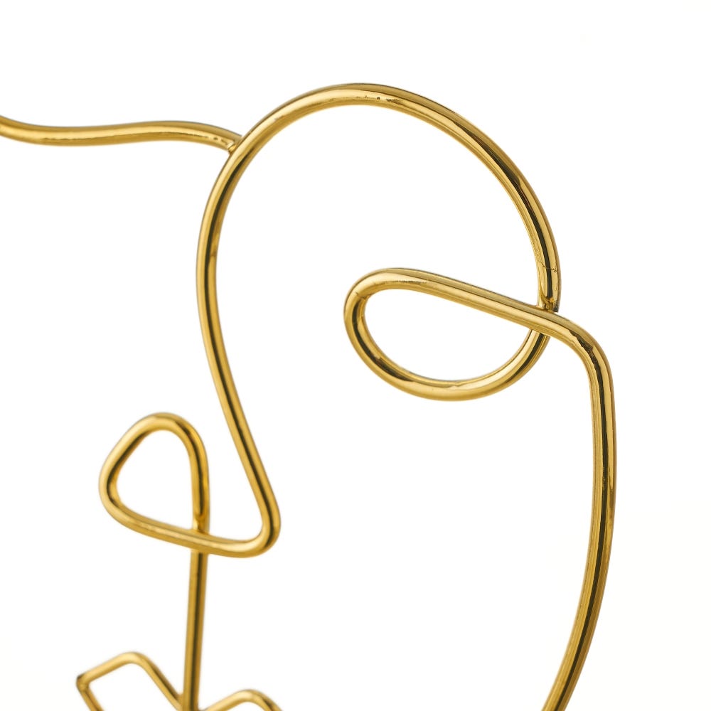 lolahome Figura de cara de metal y cerámica dorada de 15x6x26 cm