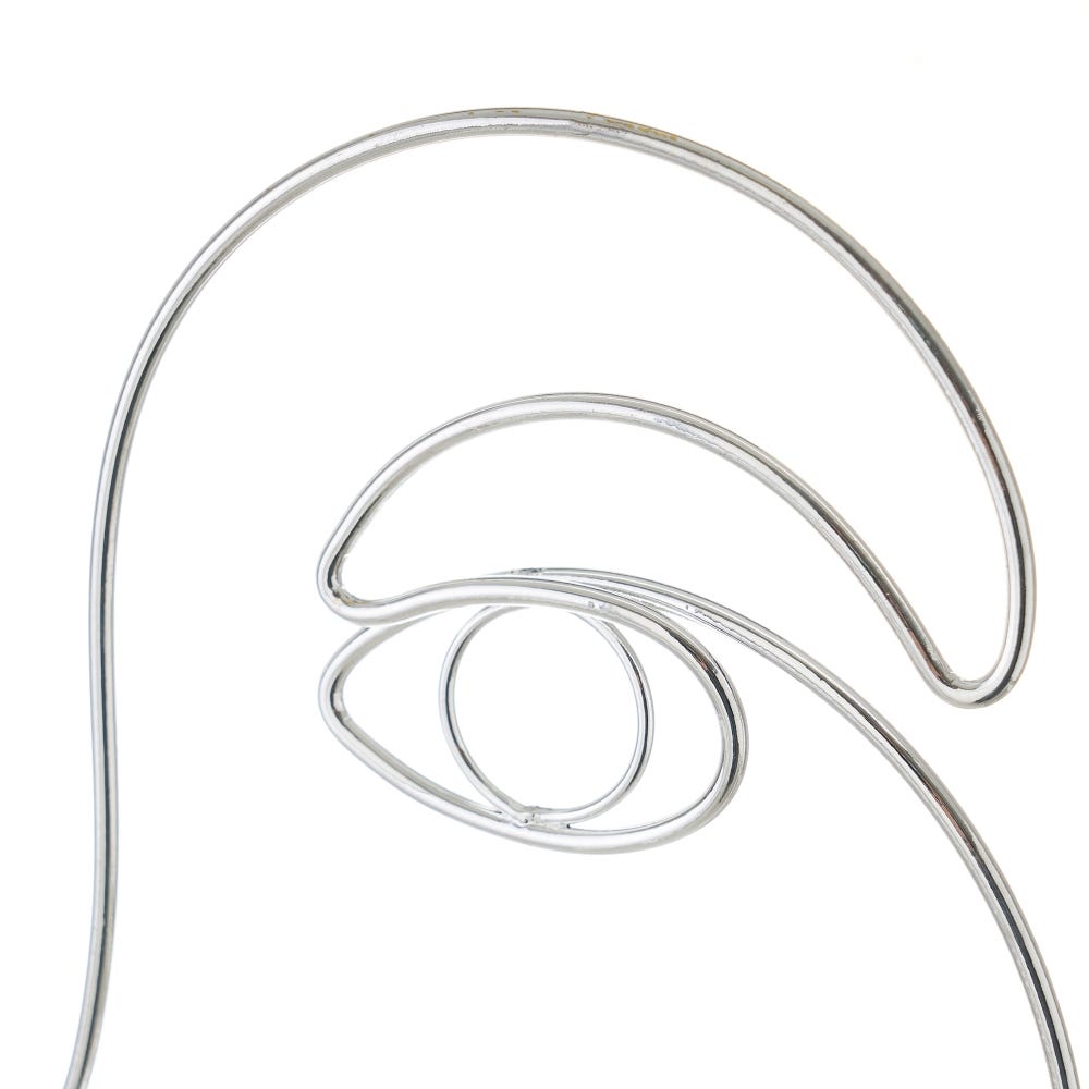 Lolahome Figura De Cara De Metal Y Cerámica Plateada De 15x8x42 Cm