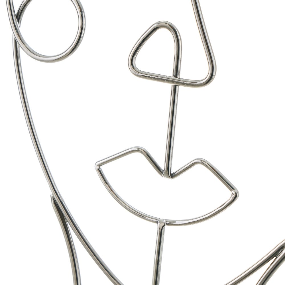 Lolahome Figura De Cara De Metal Y Cerámica Plateada De 18x8x34 Cm