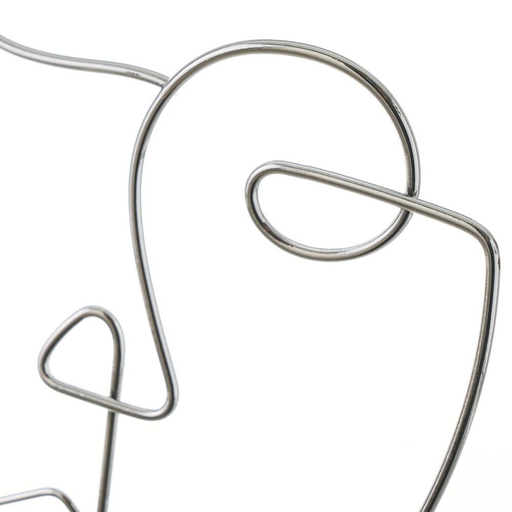 lolahome Figura de cara de metal y cerámica plateada de 18x8x34 cm