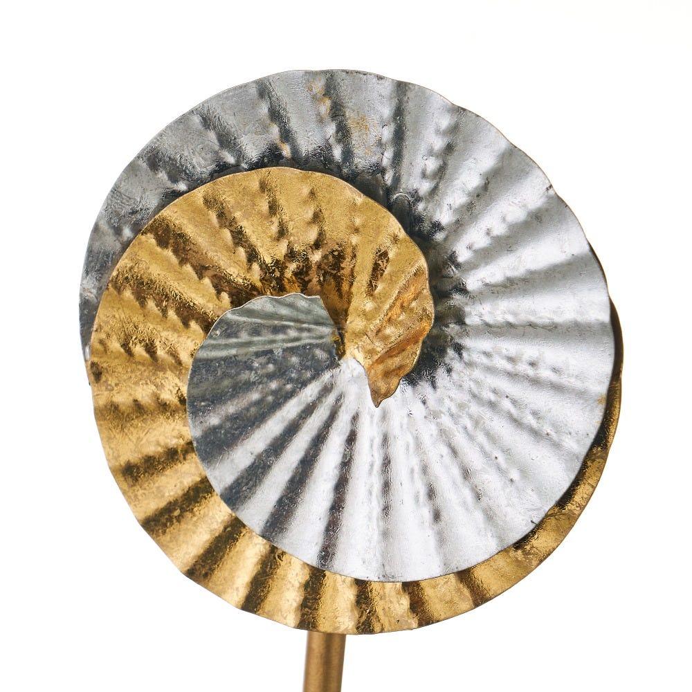 lolahome Figura de caracola de hierro dorada y plateado de 13x8x41 cm