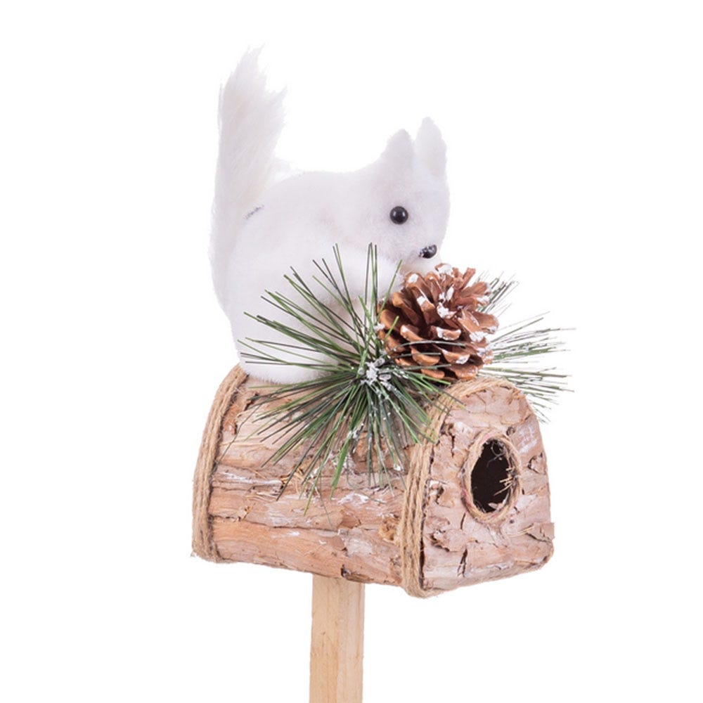 lolahome Figura de Navidad Ardilla blanca con casa de 35cm