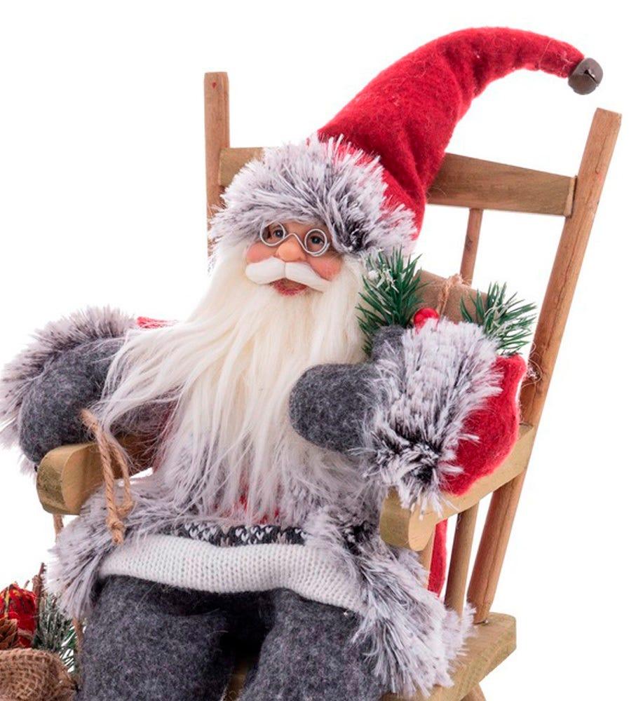 Lolahome Figura De Papá Noel Gris Con Mecedora De 30cm