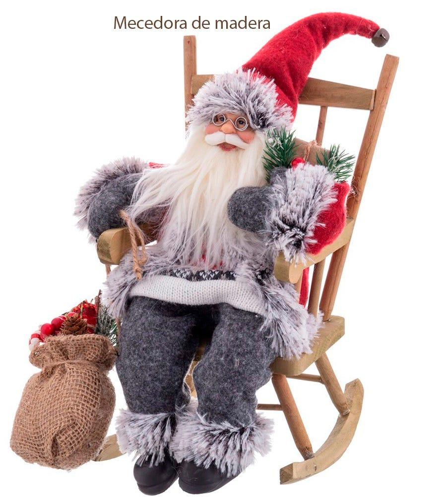 Lolahome Figura De Papá Noel Gris Con Mecedora De 30cm