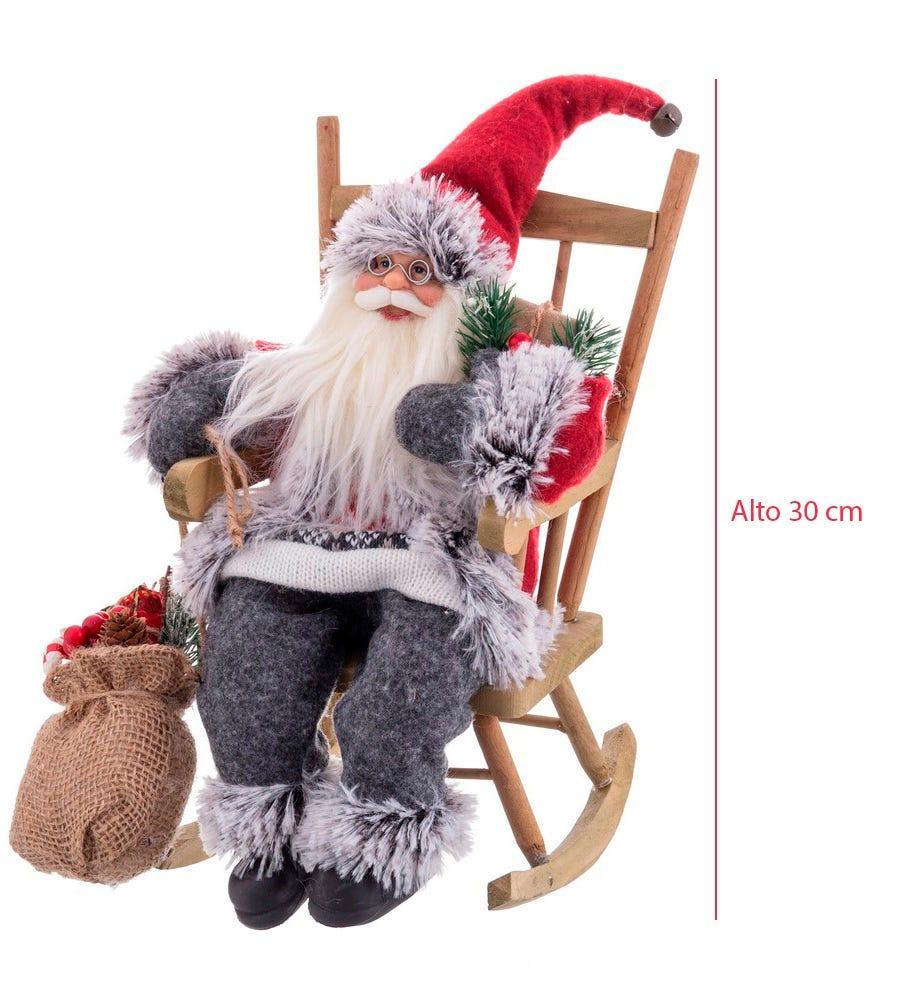 lolahome Figura de Papá Noel gris con mecedora de 30cm