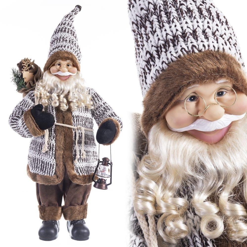 Lolahome Figura De Papá Noel Marrón Con Farolillo De 60cm