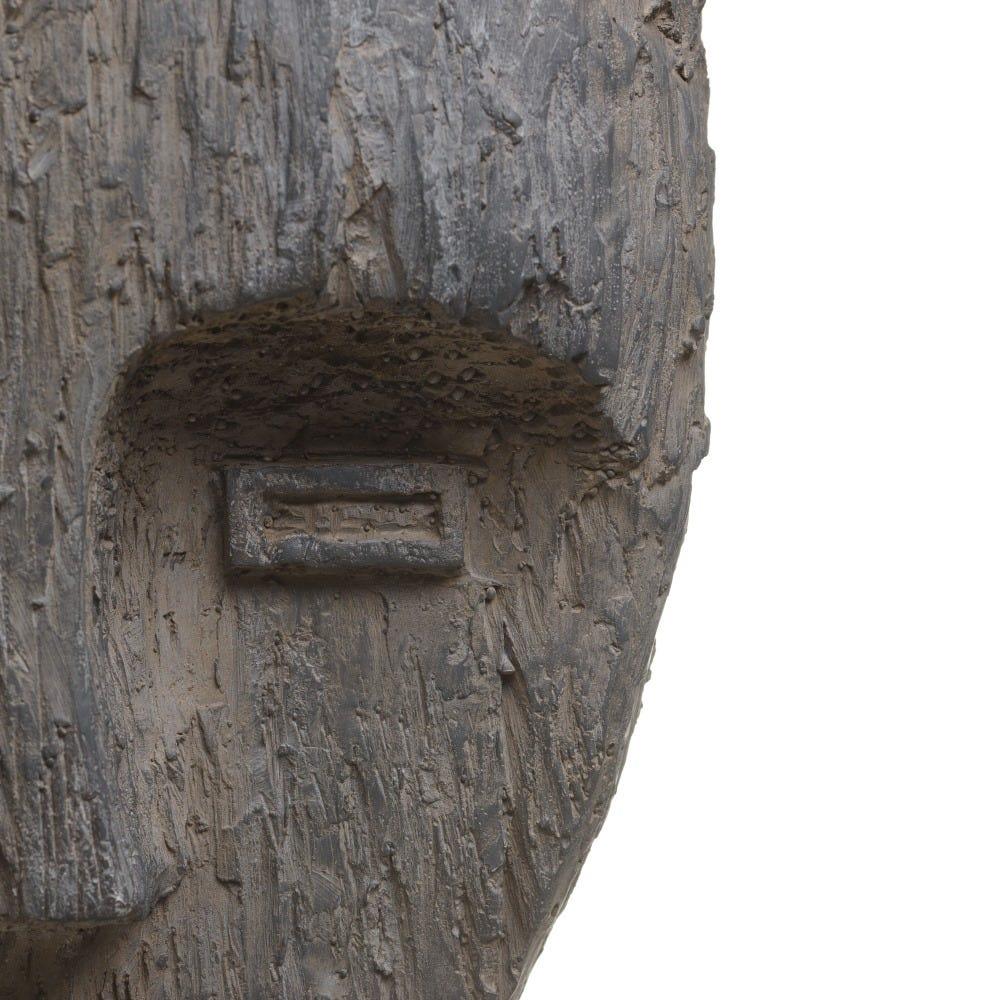 Lolahome Figura Máscara Tallada De Resina Gris De 19x22x55 Cm