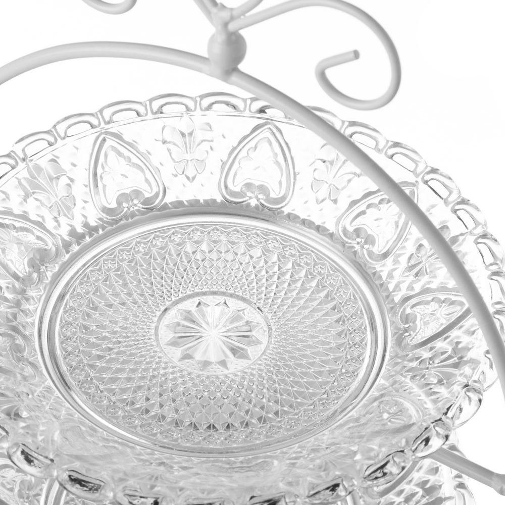 lolahome Frutero pastelero de 2 alturas de cristal transparente y metal de Ø 25x29 cm