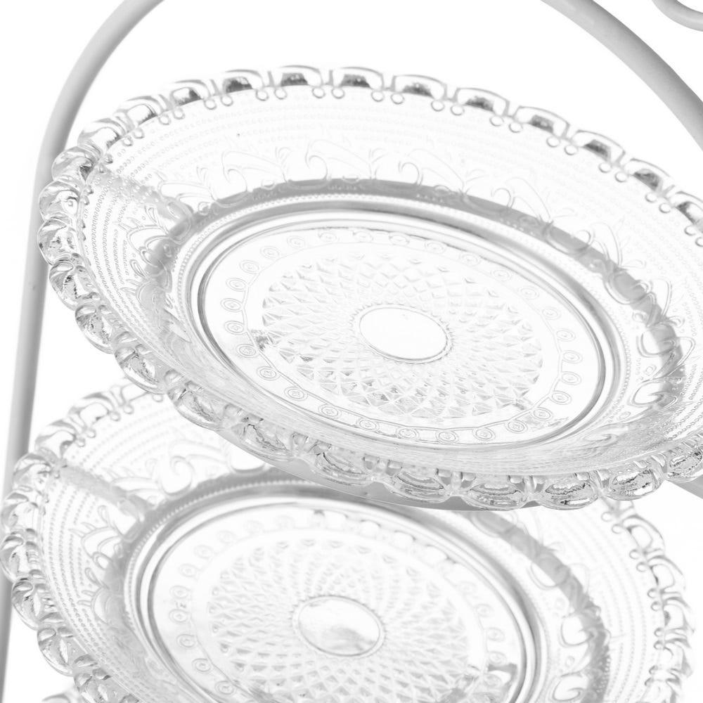 lolahome Frutero pastelero de 3 alturas de cristal transparente y metal de Ø 21x32 cm