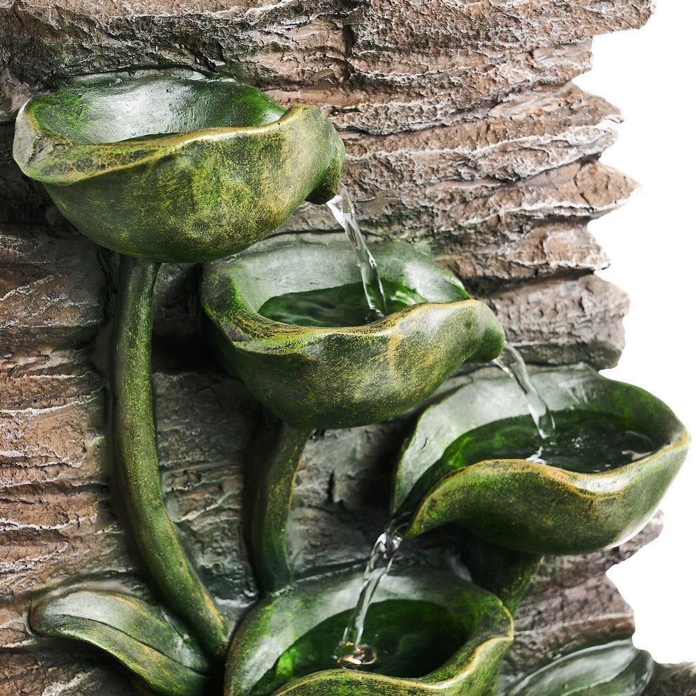 lolahome Fuente de agua para interior y exterior de resina marrón con led de 30x20x48 cm