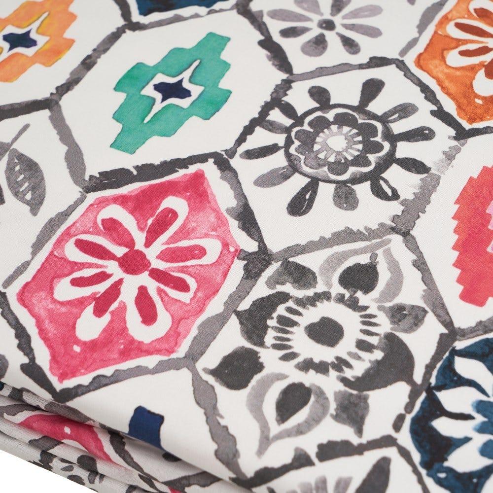 lolahome Funda nórdica arabesca blanca y rosa de algodón natural para cama de 90 cm