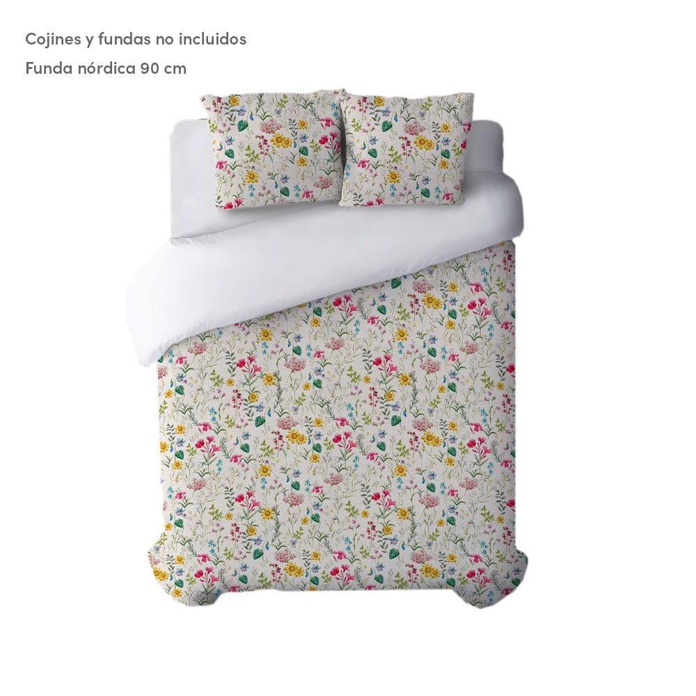 Lolahome Funda Nórdica Con Flores Beige De Algodón Natural Para Cama De 90 Cm