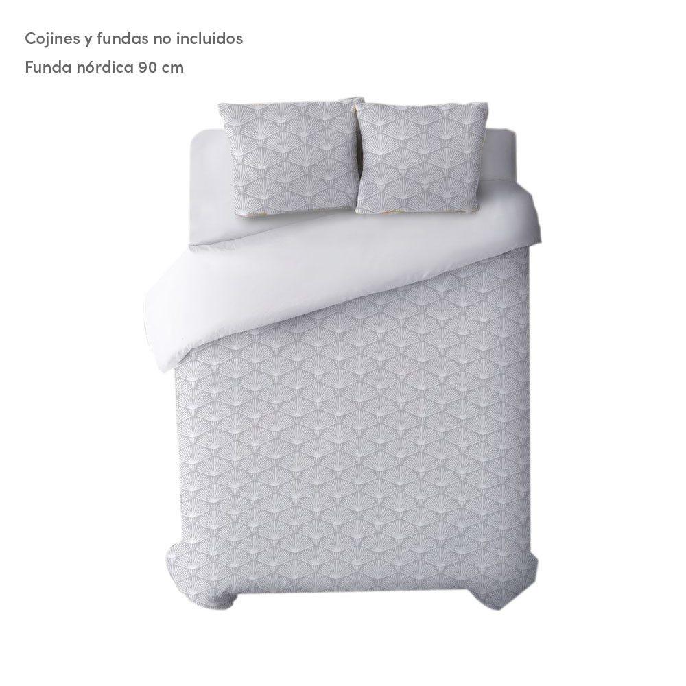 Lolahome Funda Nórdica Con Hojas Gris De Algodón Natural Para Cama De 90 Cm