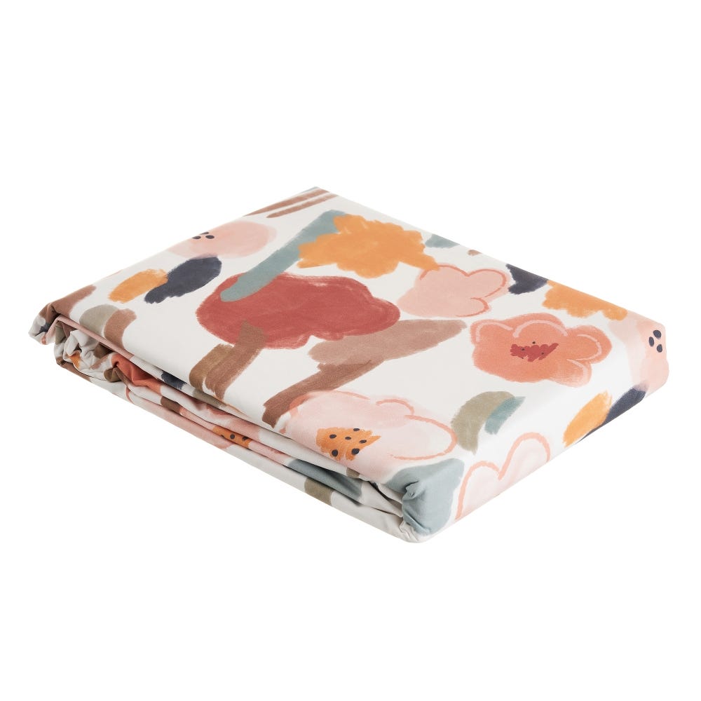 Lolahome Funda Nórdica De Flores Blanca Y Marrón De Algodón Natural Para Cama De 135 Cm