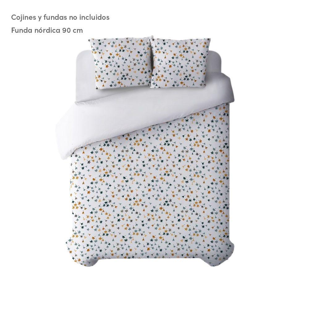 Lolahome Funda Nórdica De Hojas Blanca De Algodón Natural Para Cama De 90 Cm