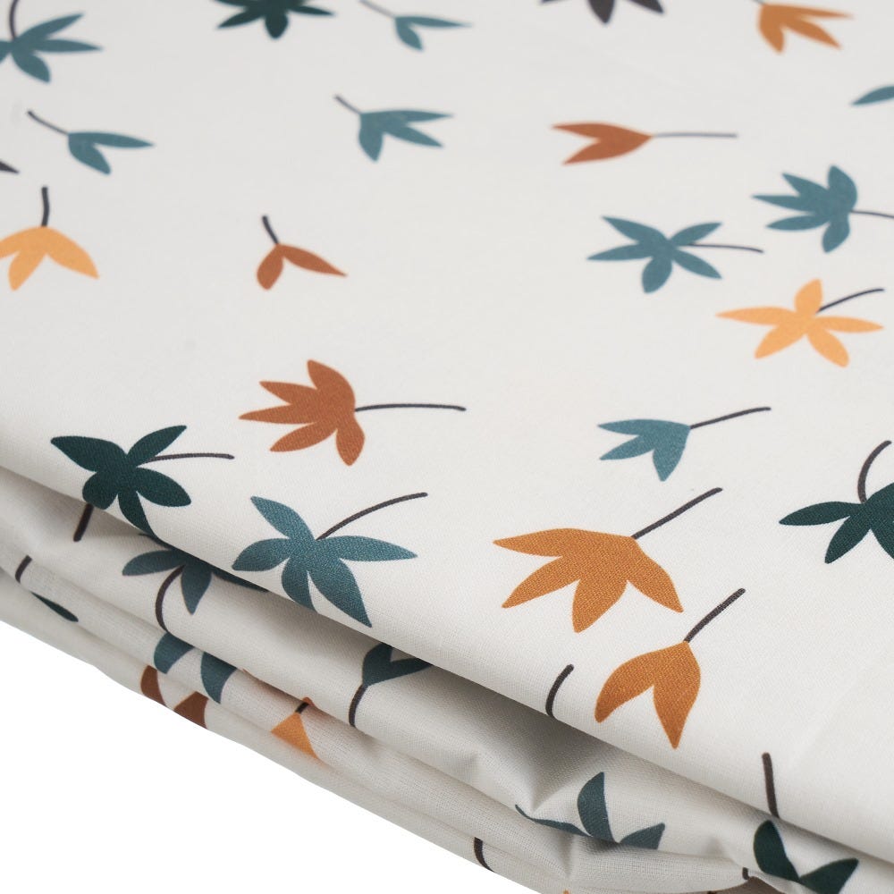 lolahome Funda nórdica de hojas blanca de algodón natural para cama de 90 cm