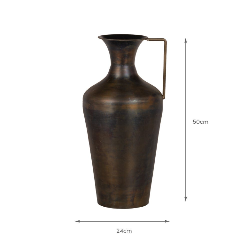 Lolahome Jarrón ánfora Envejecido De Metal Dorado De Ø 24x50 Cm