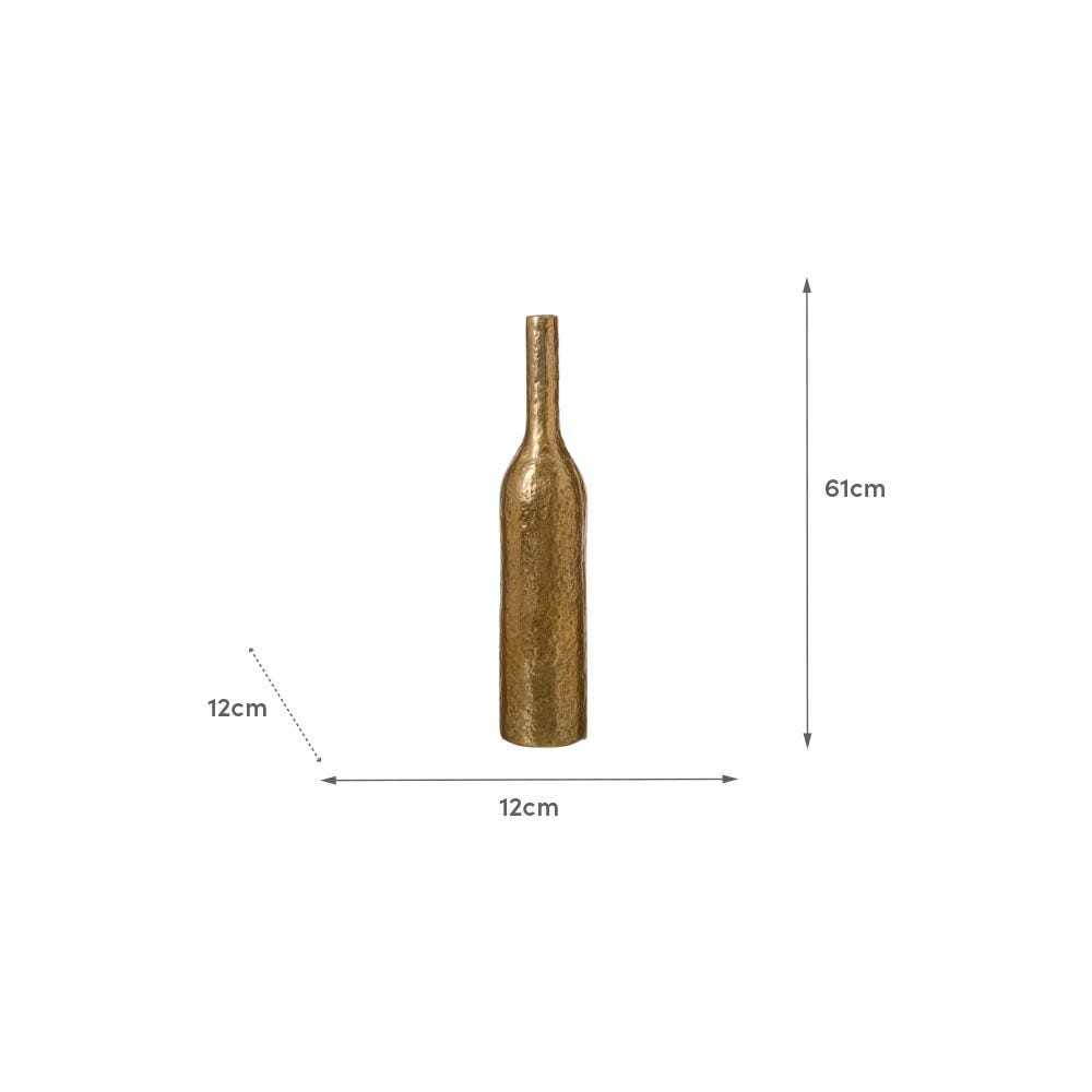 Lolahome Jarrón Botella Envejecido De Aluminio Dorado De Ø 12x61 Cm