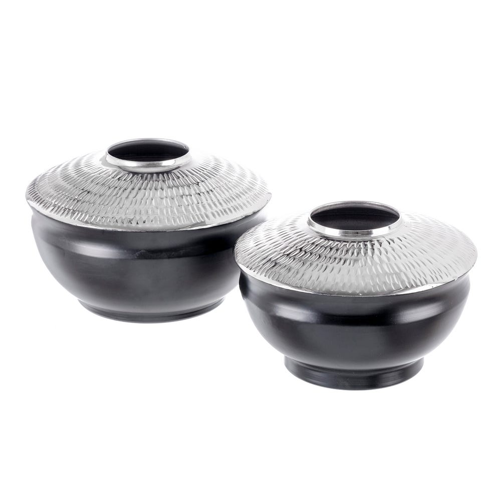 Lolahome Jarrón De Diseño De Aluminio Negro De 11x21x21 Cm