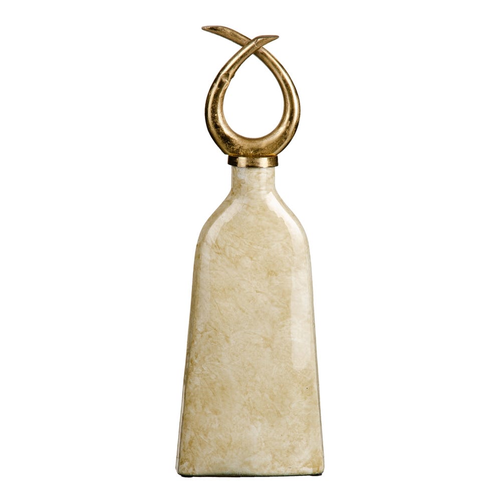 lolahome Jarrón tibor de cristal y metal dorado de Ø 10x53 cm