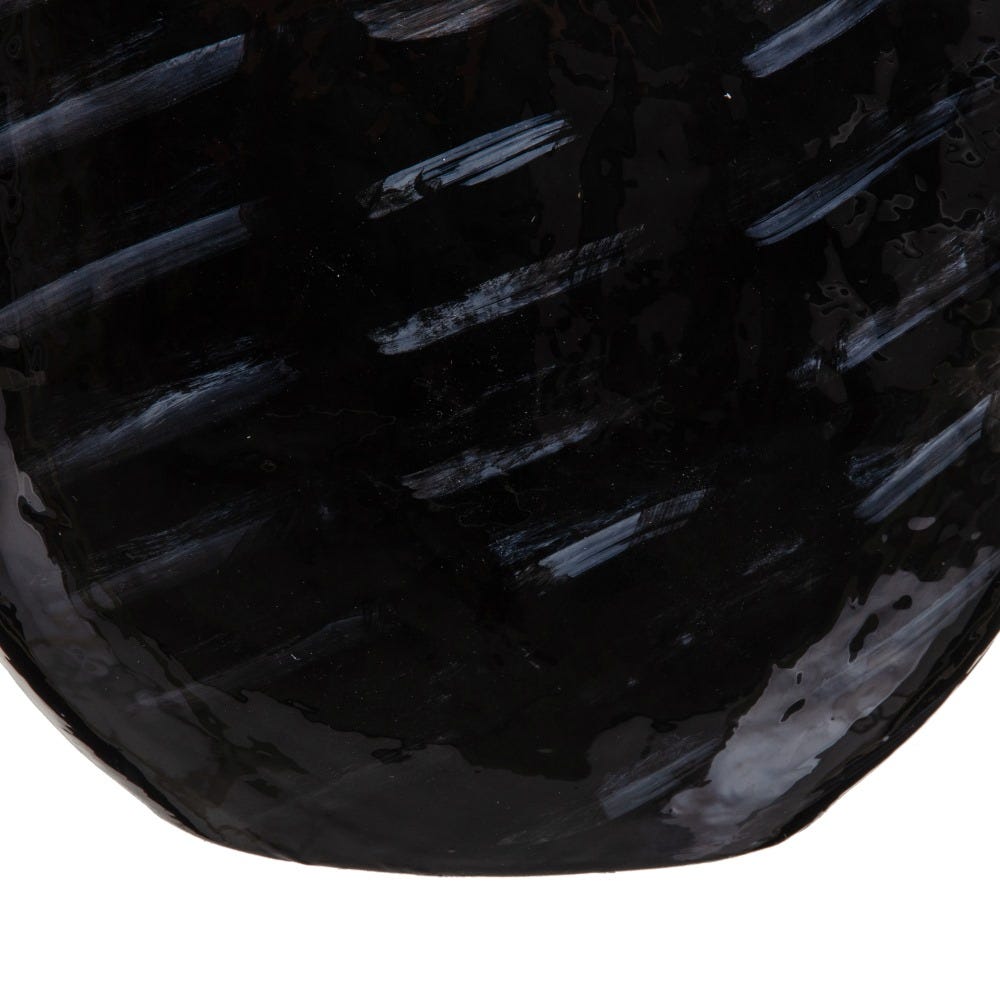 Lolahome Jarrón Tibor De Cristal Y Metal Negro De 28x14x48 Cm