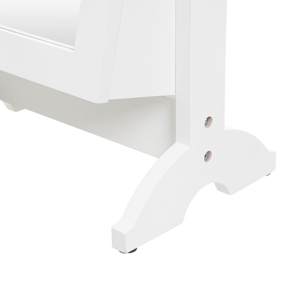 Lolahome Joyero Con Espejo De Cristal De Madera Blanco De 30x20x50 Cm