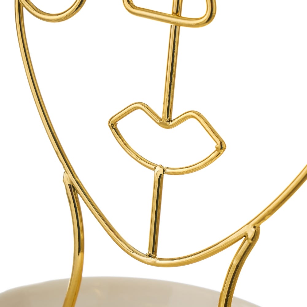 Lolahome Joyero Cuelga Joyas De Cara De Metal Y Cerámica Dorado De Ø 12x19 Cm