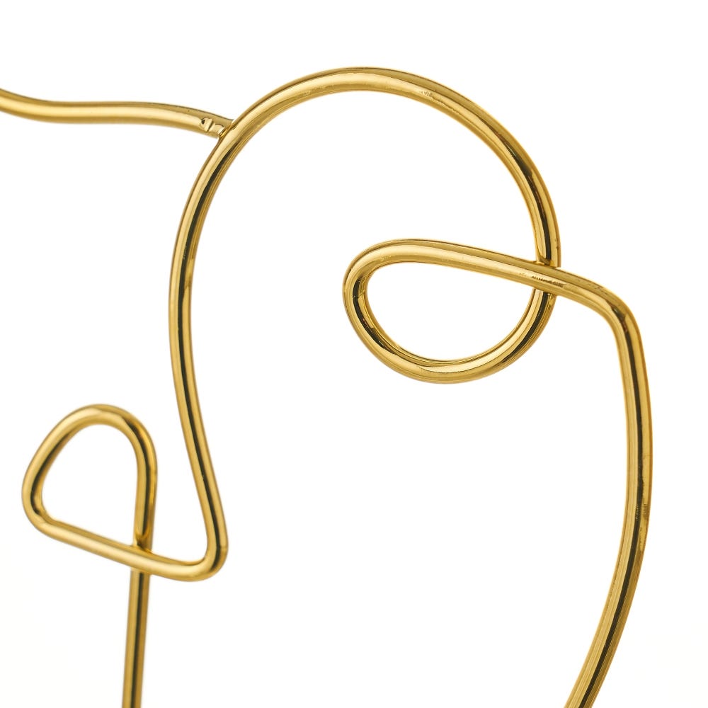 lolahome Joyero cuelga joyas de cara de metal y cerámica dorado de Ø 12x19 cm