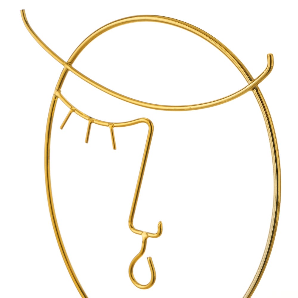 lolahome Joyero cuelga joyas de cara de metal y cerámica dorado de Ø 12x23 cm