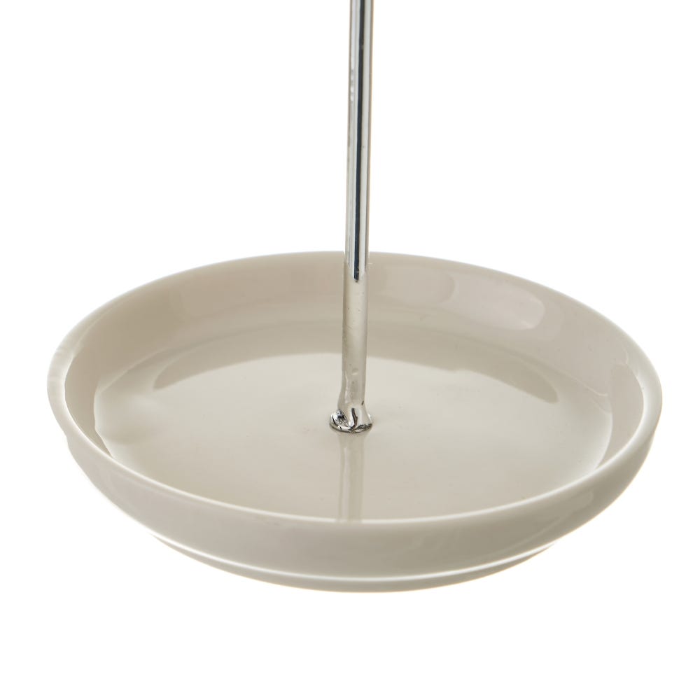 Lolahome Joyero Cuelga Joyas De Cara De Metal Y Cerámica Plateado De Ø 12x23 Cm