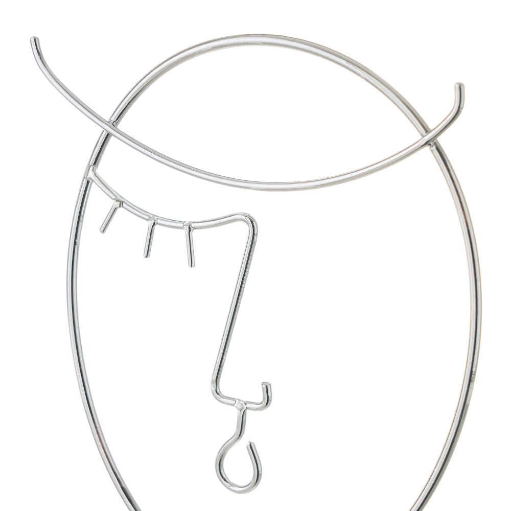 lolahome Joyero cuelga joyas de cara de metal y cerámica plateado de Ø 12x23 cm