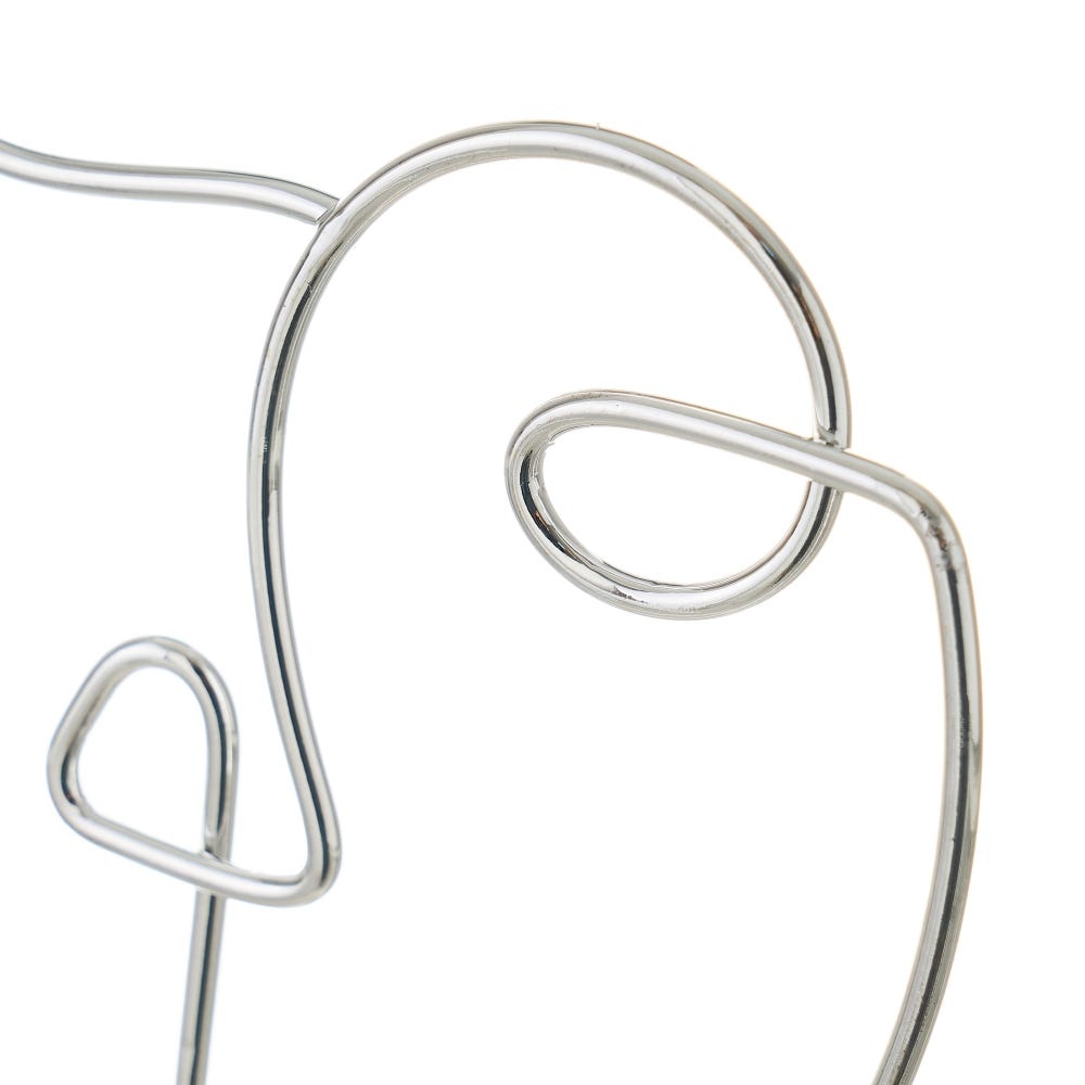 lolahome Joyero cuelga joyas de cara de metal y cerámica plateado de Ø 12x19 cm