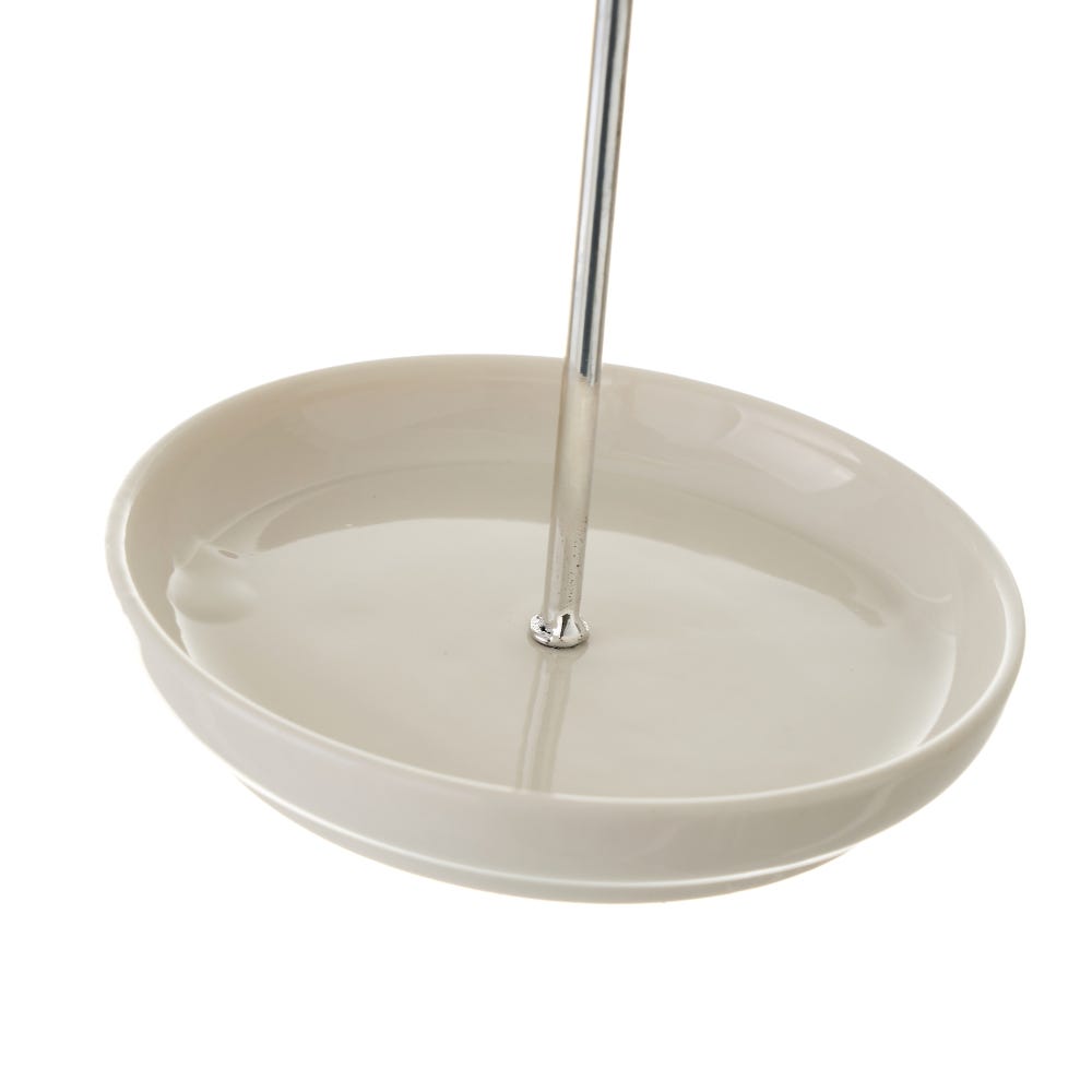 Lolahome Joyero Cuelga Joyas De Cara De Metal Y Cerámica Plateado De Ø 12x28 Cm