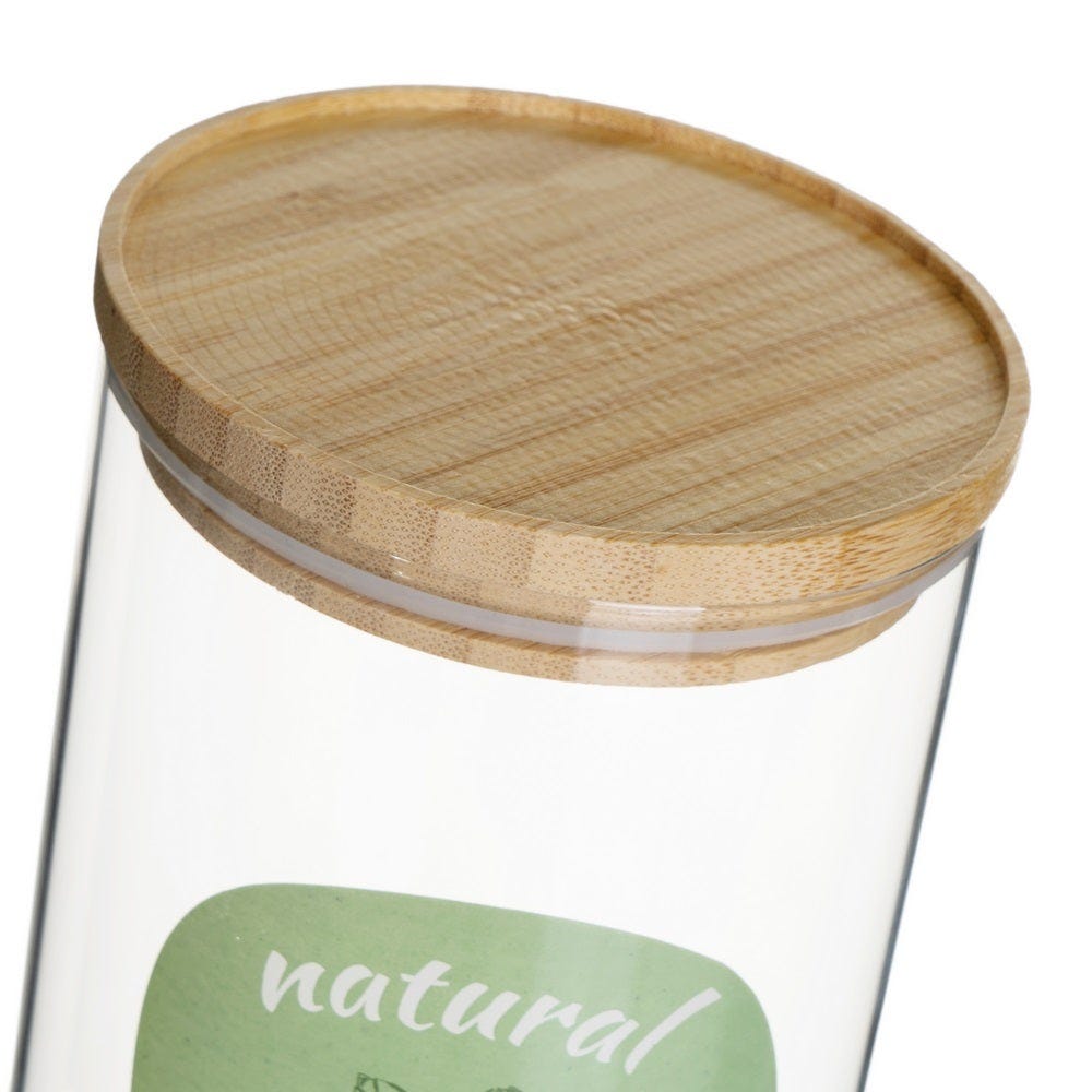 lolahome Juego de 3 botes de cristal borosilicato con tapa de bambú Eco verdes de 1000 ml