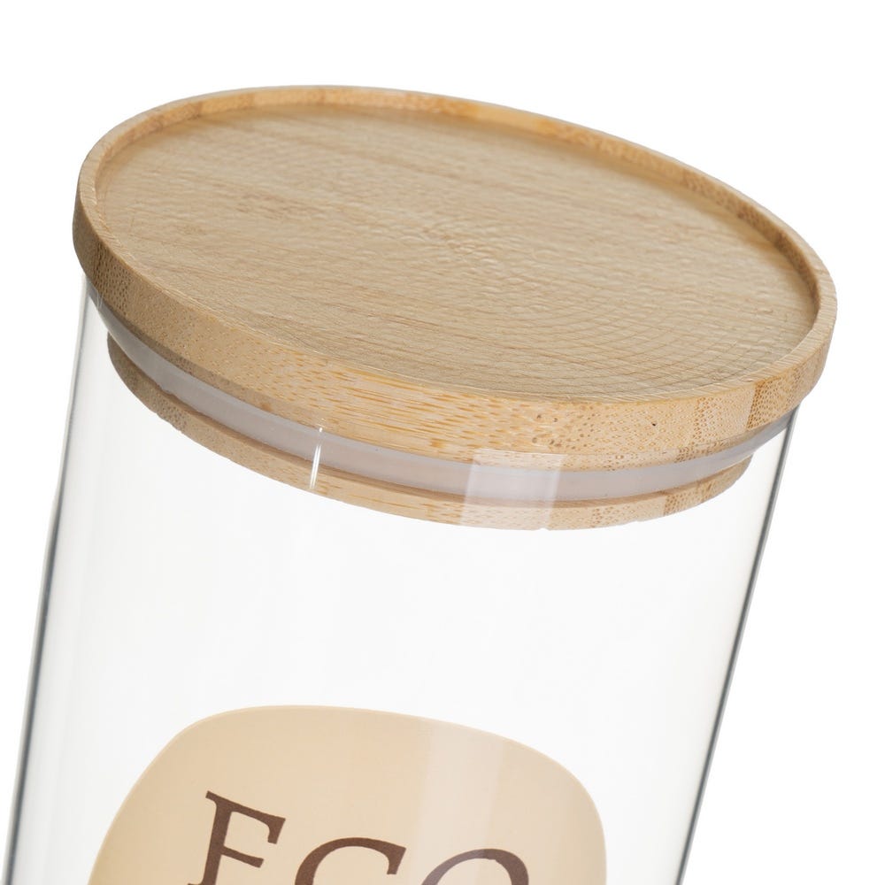 lolahome Juego de 3 botes de cristal borosilicato con tapa de bambú Eco marrones de 1000 ml